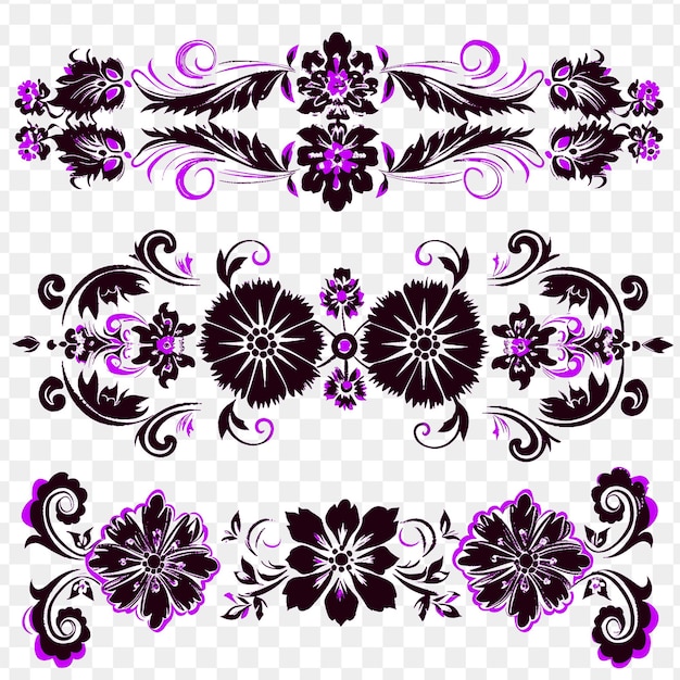 PSD un conjunto de elementos de diseño con un diseño negro y púrpura