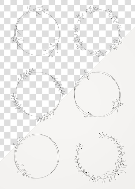 Conjunto de elementos de diseño de etiqueta de doodle frondoso