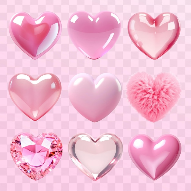 Conjunto de elementos de diseño de remezclas de corazones rosados