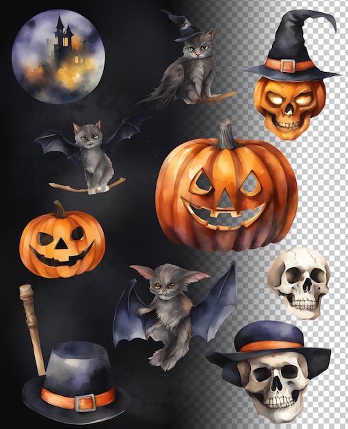 PSD conjunto de elementos de halloween