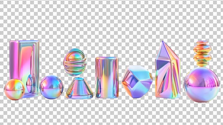 PSD conjunto de elementos holográficos aislados en un fondo transparente png