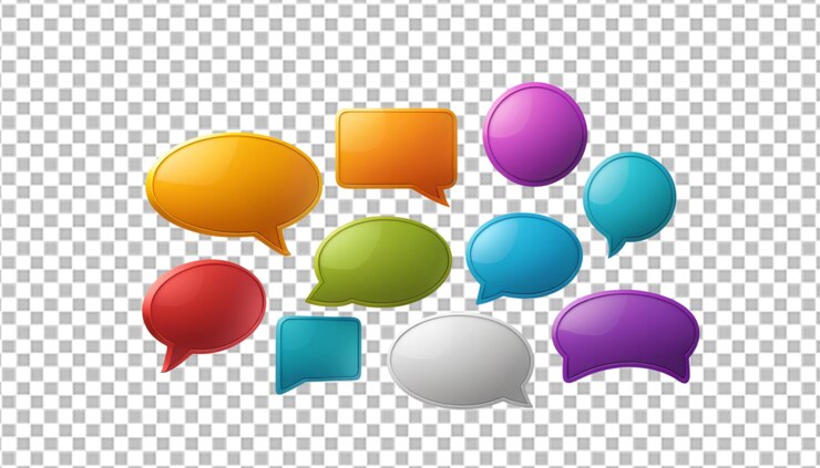 PSD conjunto de elementos png de burbuja de habla 3d para diseños