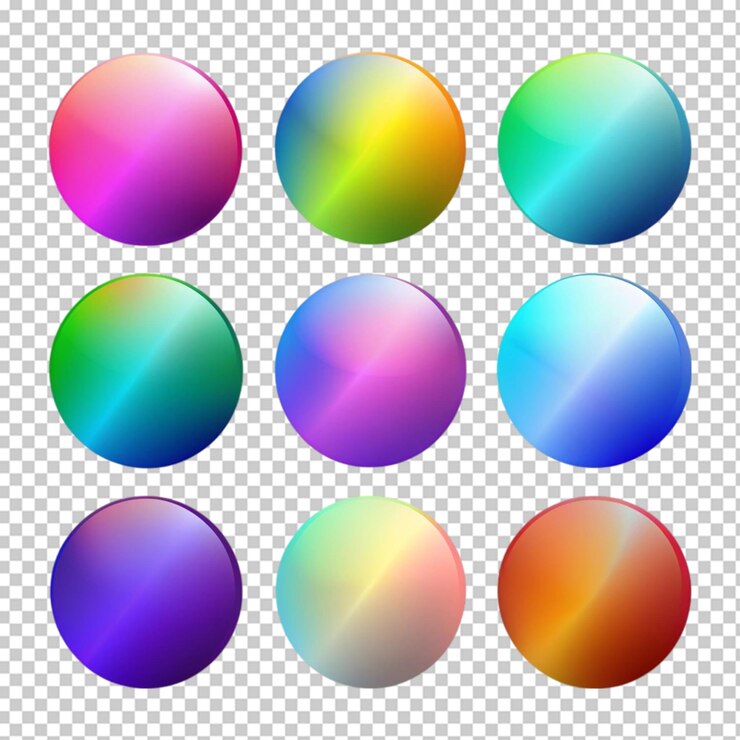 PSD conjunto de esferas de degradado colorido borrosas abstractas