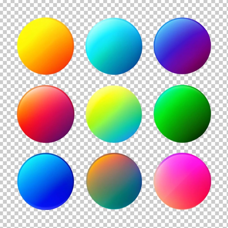 PSD conjunto de esferas de degradado colorido borrosas abstractas