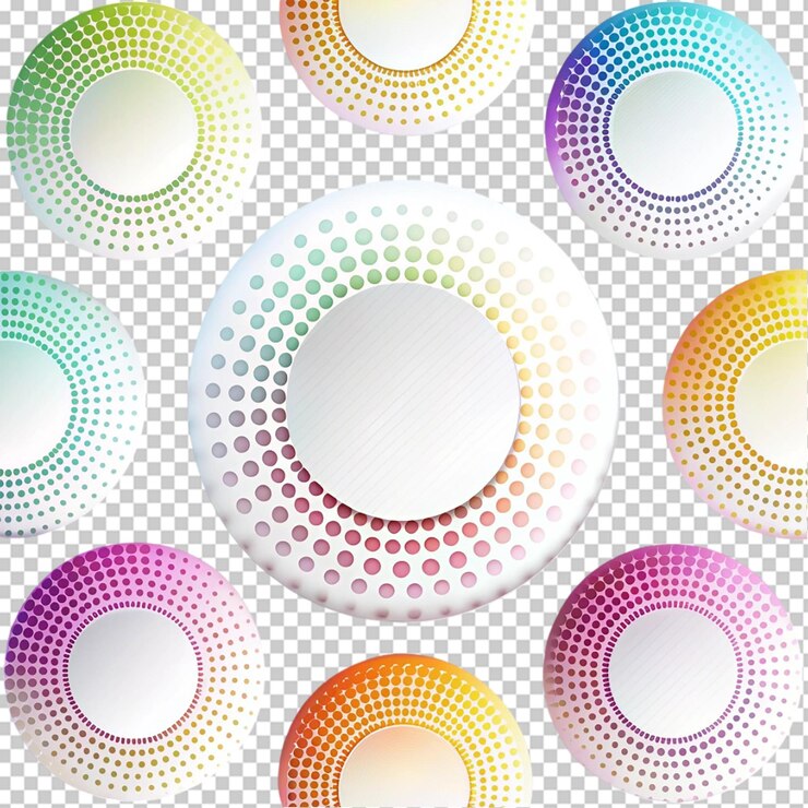 PSD conjunto de esferas de degradado colorido borrosas abstractas
