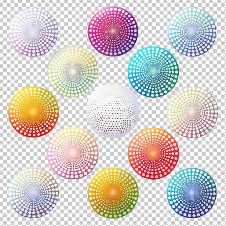 PSD conjunto de esferas de degradado colorido borrosas abstractas