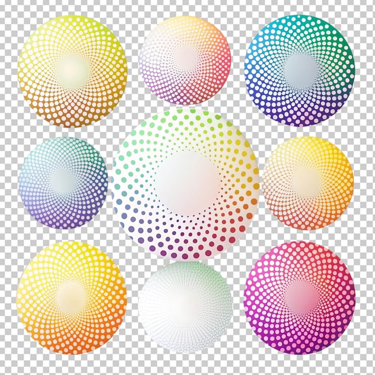 PSD conjunto de esferas de degradado colorido borrosas abstractas
