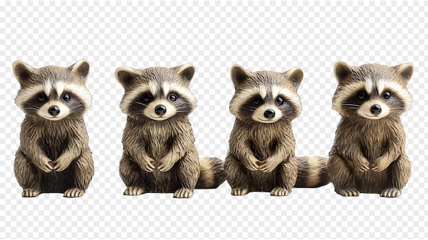 Conjunto de estatuillas de mapaches