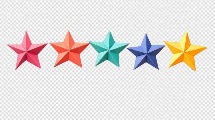 PSD un conjunto de estrellas decorativas cortadas en papel aisladas sobre un fondo blanco perfectas para proyectos de artesanía y decoraciones festivas