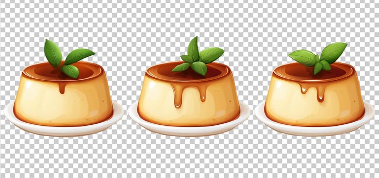 PSD conjunto de flan pudding aislado fondo transparente
