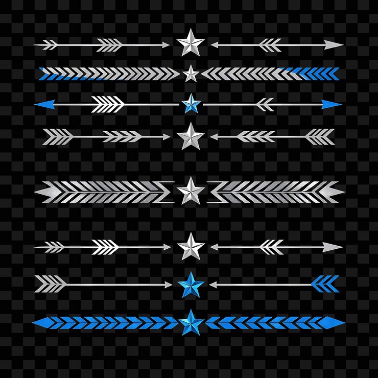 PSD un conjunto de flechas con flechas en un fondo negro