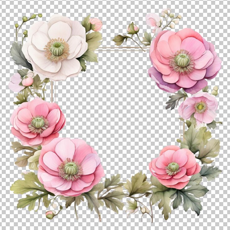 PSD un conjunto de flores con una cruz en la parte inferior