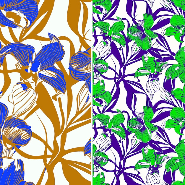 PSD un conjunto de flores de diferentes colores con hojas verdes y flores púrpuras