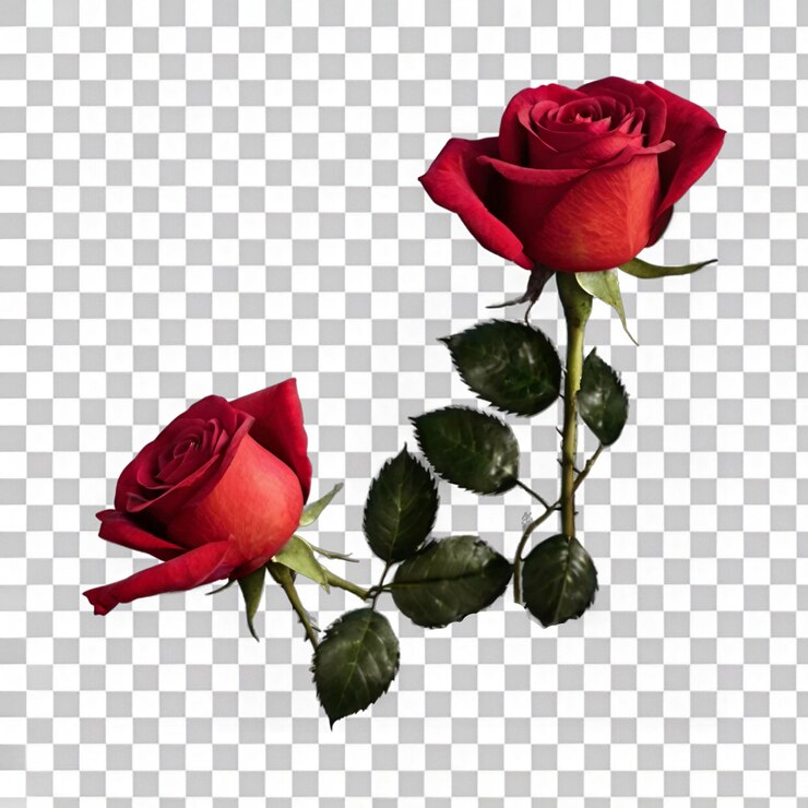 Conjunto de flores de rosa roja acuarela aisladas en recorte de fondo transparente
