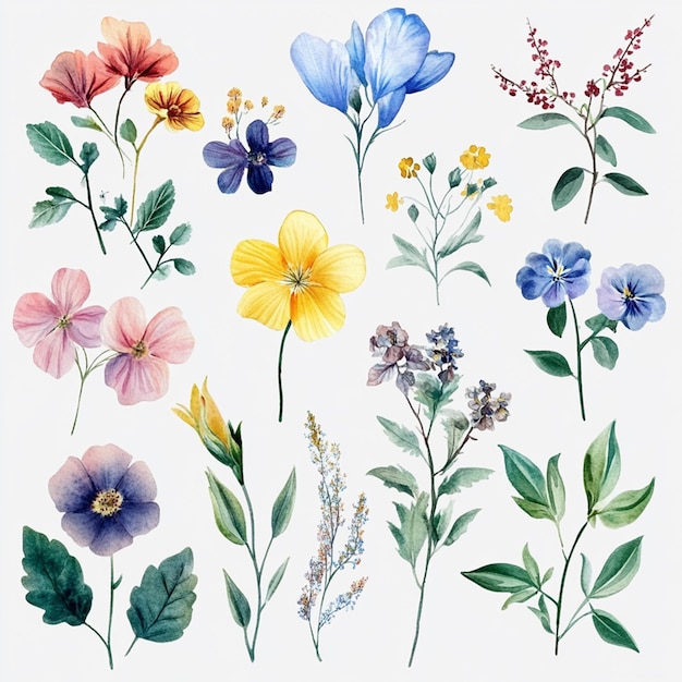 Conjunto de flores de la vendimia