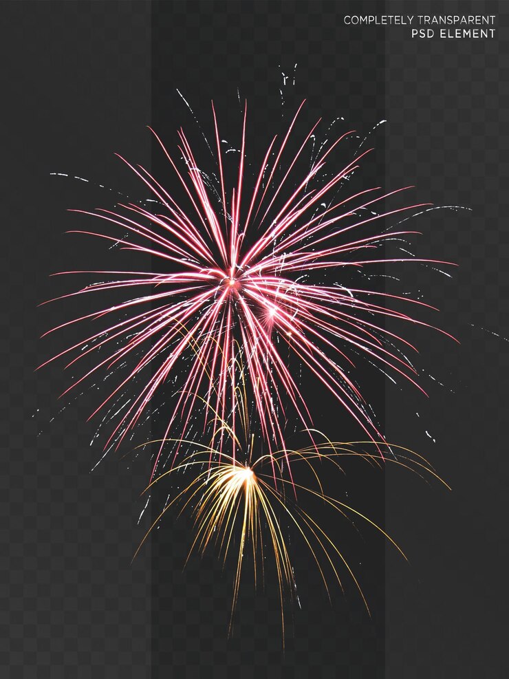 Conjunto de fuegos artificiales transparentes