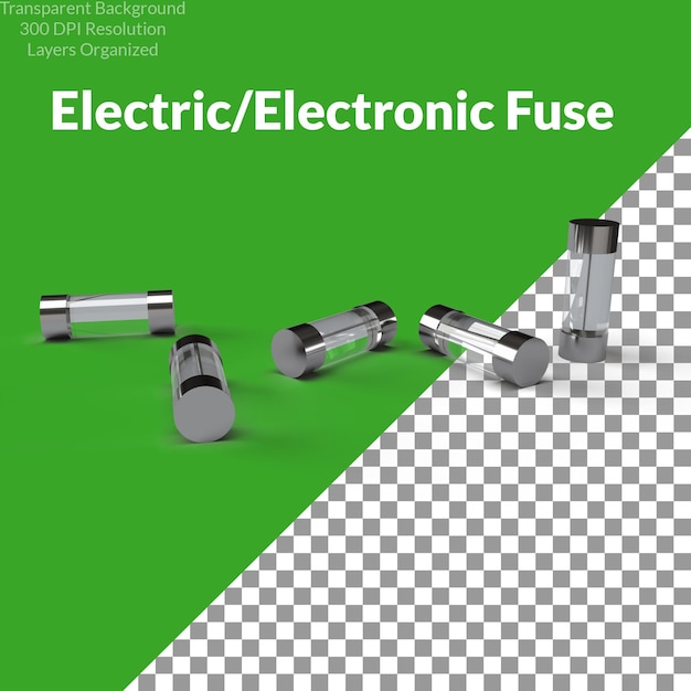 PSD conjunto de fusibles representación 3d diseño de elementos de componentes electrónicos diseño de piezas 3d