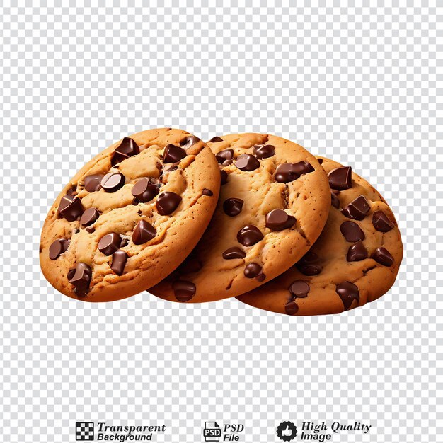 PSD conjunto de galletas de chispas de chocolate aisladas en un fondo transparente