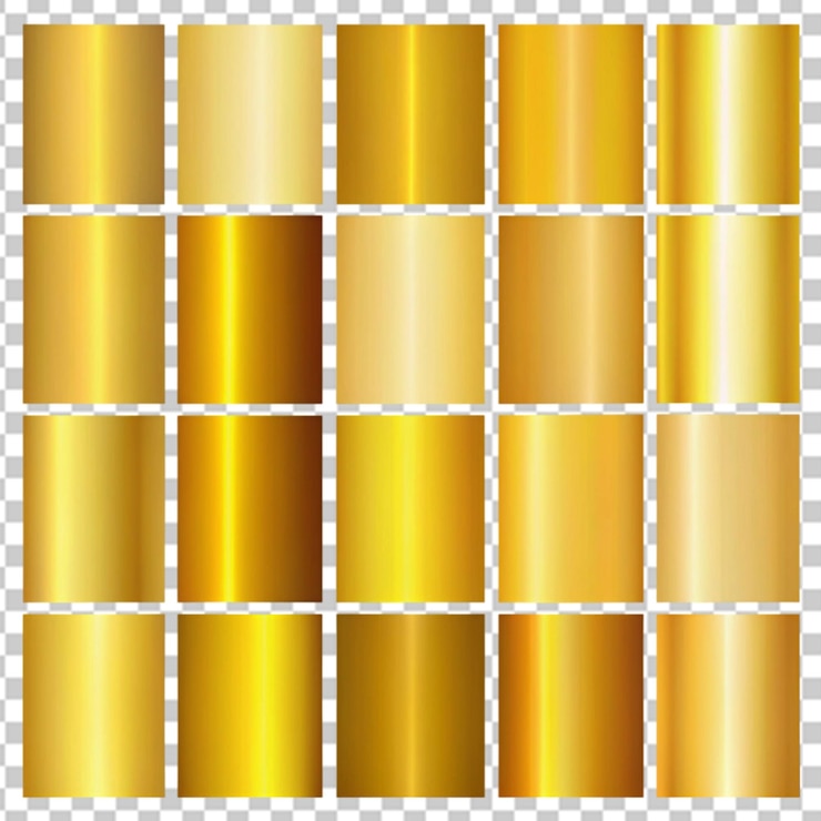 PSD conjunto de gradientes metálicos degradados de oro amarillo