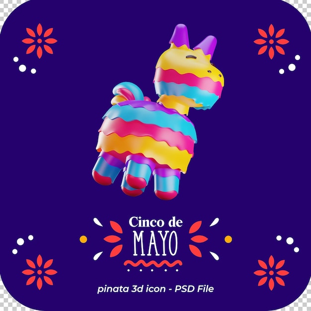 PSD conjunto de iconos 3d para el 5 de mayo