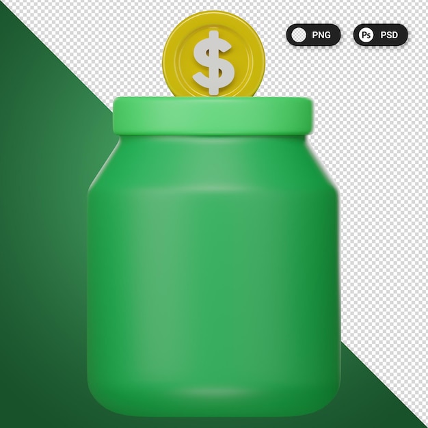 PSD conjunto de iconos 3d para ahorrar dinero