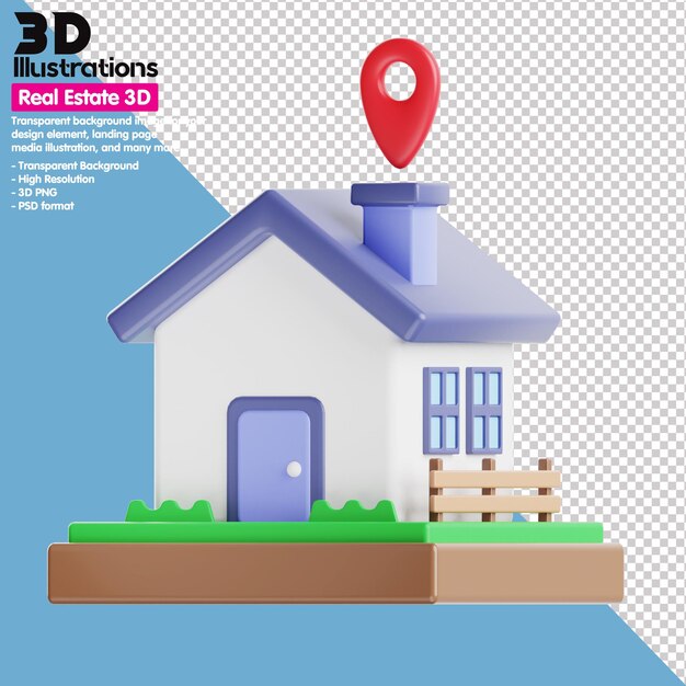 Conjunto de iconos 3d bienes raíces 3d png