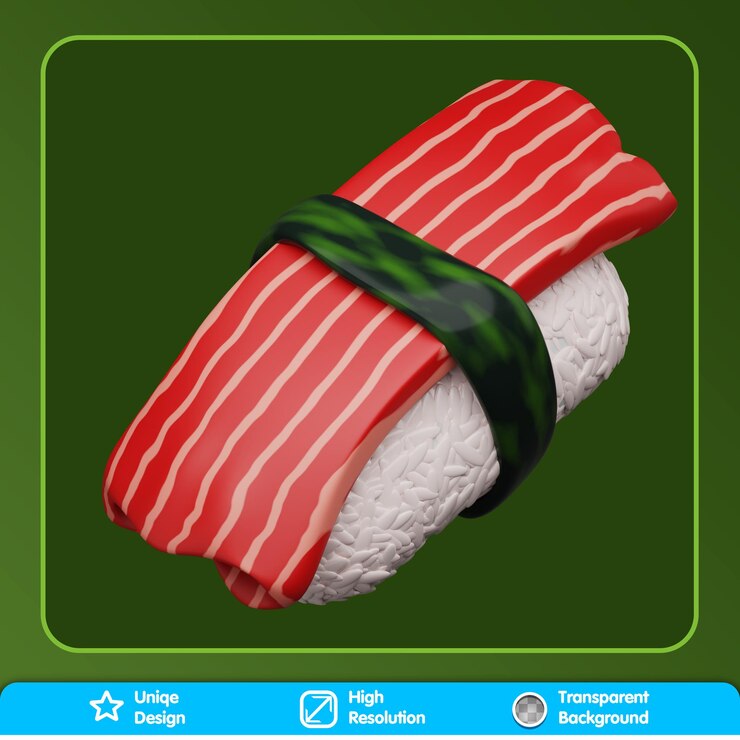 PSD conjunto de iconos 3d de comida japonesa pescado de comida asiática