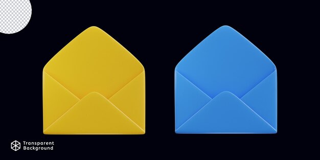 conjunto de iconos 3d de sobre de correo electrónico vacío