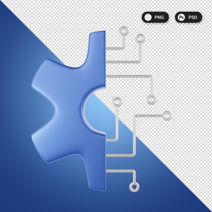 PSD conjunto de iconos 3d de tecnología de configuración de datos