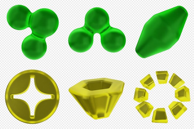 Conjunto de iconos abstractos geométricos en 3D