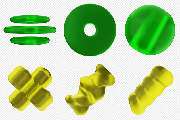 Conjunto de iconos abstractos geométricos en 3D