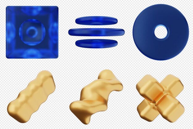 Conjunto de iconos abstractos geométricos en 3D