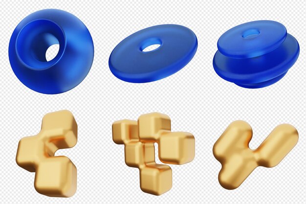 Conjunto de iconos abstractos geométricos en 3D