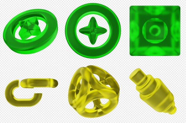 Conjunto de iconos abstractos geométricos en 3D