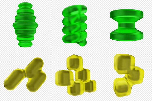 Conjunto de iconos abstractos geométricos en 3D