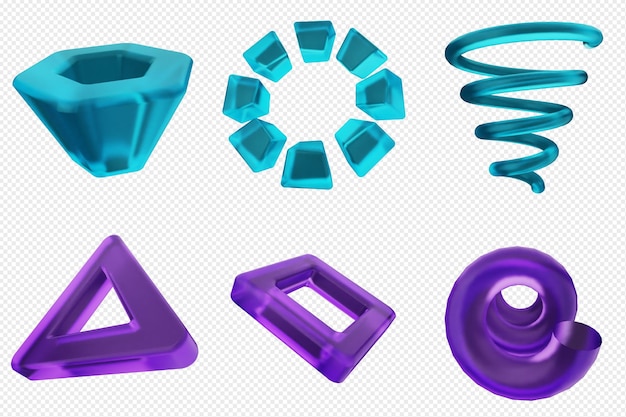 Conjunto de iconos abstractos geométricos en 3D