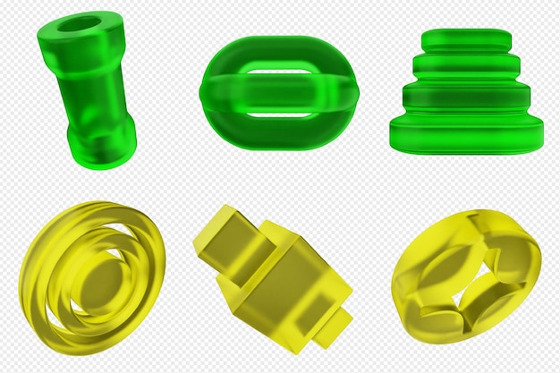Conjunto de iconos abstractos geométricos en 3D