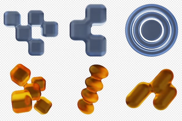 Conjunto de iconos abstractos geométricos en 3D