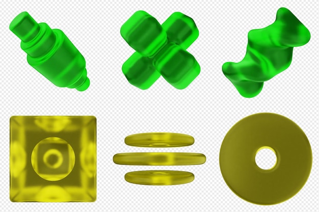 Conjunto de iconos abstractos geométricos en 3D