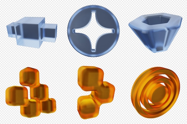 Conjunto de iconos abstractos geométricos en 3D