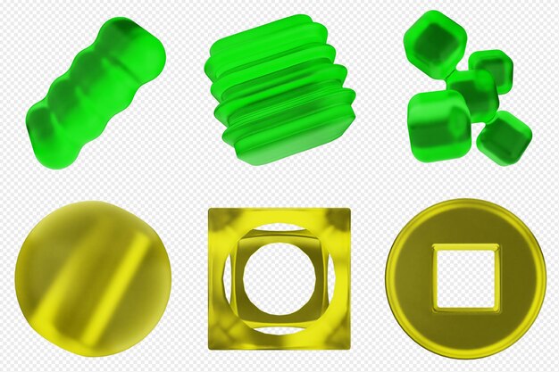Conjunto de iconos abstractos geométricos en 3D