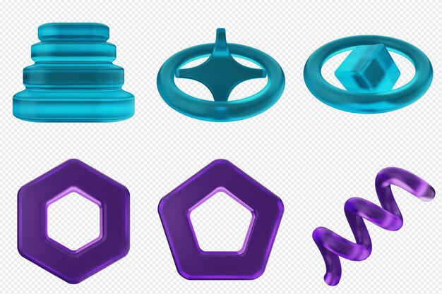 Conjunto de iconos abstractos geométricos en 3D