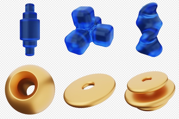 Conjunto de iconos abstractos geométricos en 3D