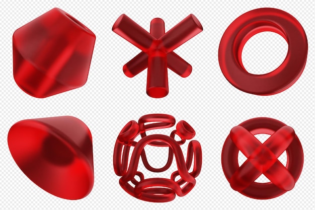 Conjunto de iconos abstractos geométricos en 3D