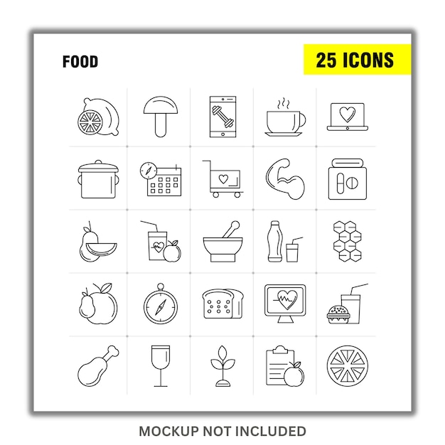Conjunto de iconos de alimentos de Ui UX