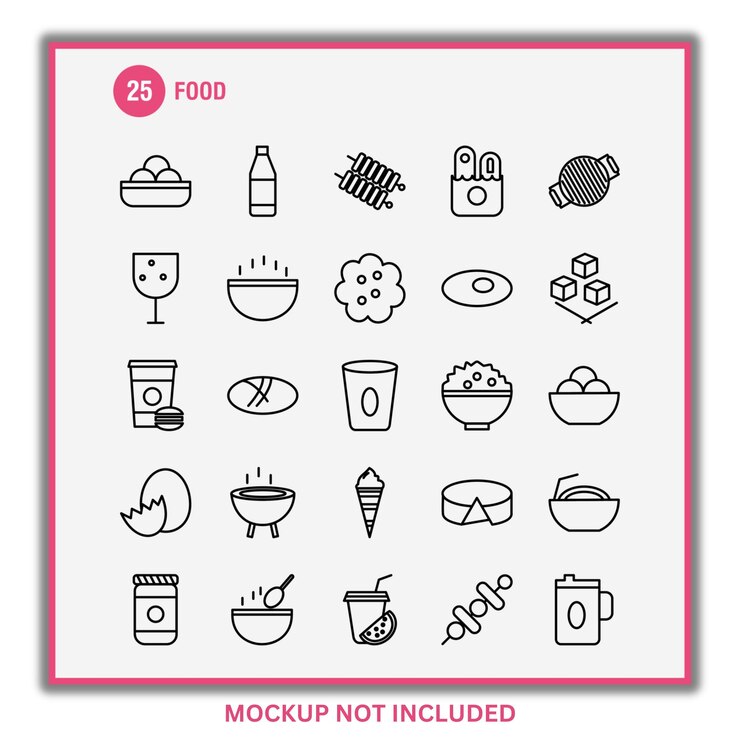 PSD conjunto de iconos de alimentos de ui ux