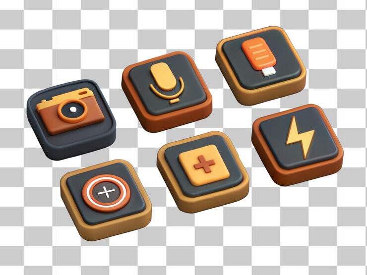 PSD conjunto de iconos de aplicaciones de dibujos animados en 3d