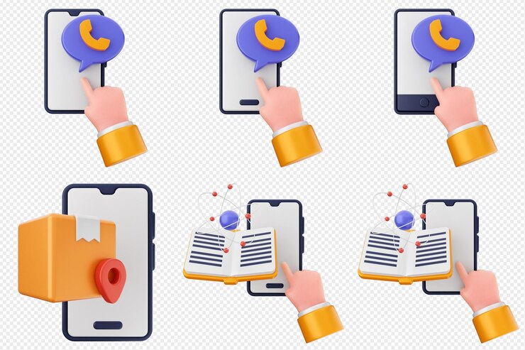 PSD conjunto de iconos de aplicaciones de teléfonos inteligentes 3d