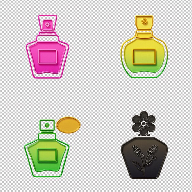 Conjunto de iconos de botellas de perfume