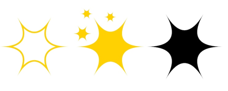 PSD conjunto de iconos brillantes elemento de diseño estrellas brillantes ornamento plantilla de diseño amarillo